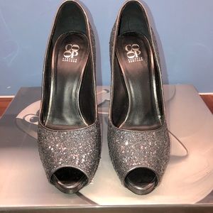Barneys New York Co-op Gunmetal Glitter Heels